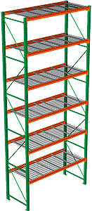 Pallet Rack with Wire Decking - Starter with 6 Beam Levels - 48"w x 42"d x 216"h