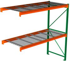 Pallet Rack with Wire Decking - Adder with 2 Beam Levels - 48"w x 48"d x 96"h