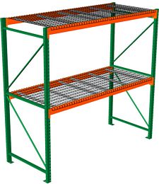Pallet Rack with Wire Decking - Starter with 2 Beam Levels - 48"w x 42"d x 120"h