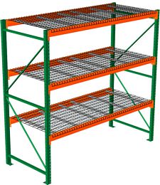 Pallet Rack with Wire Decking - Starter, 3 Beam Levels - 96"w x 48"d x 96"h - 4000 Cap. Beams