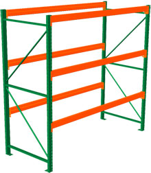 Pallet Rack Starter - 72w x 48d x 96h, 3 Beam Levels - 4000 Cap. Beams