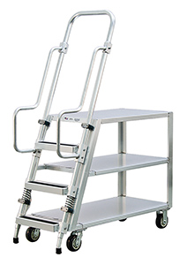 Aluminum Ladder Cart - 3 Shelf, 22"W x 69-1/2"H x 51-1/2"L