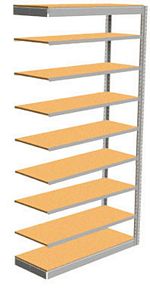 Low Profile Rivet Shelving, 48"w x 12"d x 84"h, 250Lbs. Cap., 9 Shelves - Adder - With Decking