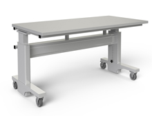 Manual Height Adjustable Workstation - 30"D x 60"W, 500 lb. Cap., Laminate Top, Caster Feet