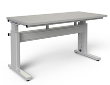 Manual Height Adjustable Workstation - 30"D x 60"W, 500 lb. Cap., Laminate Top, Glide Feet
