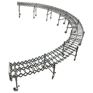 Flexible Gravity Skatewheel Conveyor - 18"W, 3' 2" to 12' 9"L, Black Poly Wheels, 300 lbs Cap.