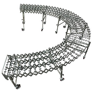 Flexible Gravity Skatewheel Conveyor - 24"W, 5' 2" to 20' 7"L, Galvanized Wheels, 300 lbs Cap.