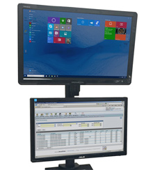 Dual Monitor Holder - Over/Under, Post Mount, 20 lb. Capacity, Up to 27"