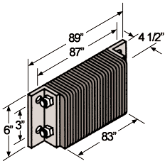 Extra Length Laminated Dock Bumper - 6"H x 87"W x 4-1/2"D, Galvanized End Plates