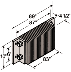 Extra Length Laminated Dock Bumper - 10"H x 87"W x 4-1/2"D, Galvanized End Plates