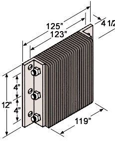 Extra Length Laminated Dock Bumper - 12"H x 123"W x 4-1/2"D, Galvanized End Plates