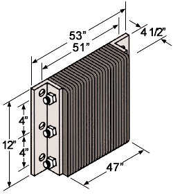 Extra Length Laminated Dock Bumper - 12"H x 51"W x 4-1/2"D, Galvanized End Plates