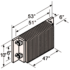 Extra Length Laminated Dock Bumper - 10"H x 51"W x 6"D, Galvanized End Plates
