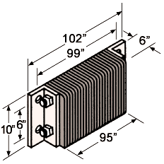 Extra Length Laminated Dock Bumper - 10"H x 99"W x 6"D, Galvanized End Plates