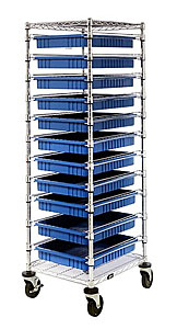 Mobile Bin Cart with 11 Bins - 21"L x 24"w x 69"H