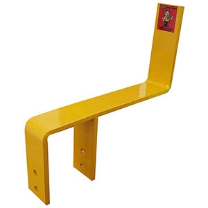 Beam-Mounted Pallet Stop - 6" Offset Mount, for 4" to 6.5"H Beams, with Drill-Through Hardware