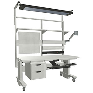 Heavy-Duty Assembly Workstation - Manual Adjustment, 60"W x 30"D Top with Casters