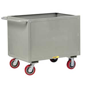4-Sided Solid Box Truck - Low Profile, 30" x 60" Deck, 6" Poly Casters