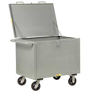 4-Sided Solid Box Truck - Low Profile with Lid, 24" x 48" Deck, 6" Rubber Casters