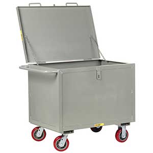 4-Sided Solid Box Truck - Low Profile with Lid, 30" x 48" Deck, 6" Poly Casters