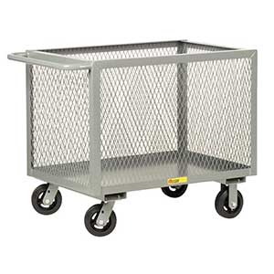 4-Sided Mesh Box Truck - Low Profile, 24" x 36" Deck, 6" Rubber Casters