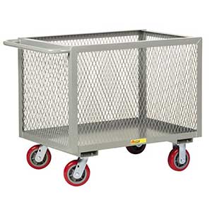 4-Sided Mesh Box Truck - Low Profile, 30" x 48" Deck, 6" Poly Casters