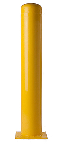 Bolt Down Bollard 4" X 36" - Yellow, 8" x 8" x 1/2" Base Plate