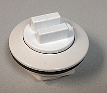Bulkhead Drain - Low Profile, White, Installed