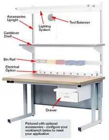 Workbench - Cantilever-Style, Solid Maple Top, 60"L X 36"W