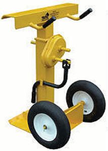 Hand Crank Stabilizing Trailer Jack - Beam Top Plate, Semi-Pneumatic Wheels