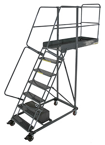 Cantilever Rolling Ladder - 7 Step, 35" Overhang, 70" Platform Height