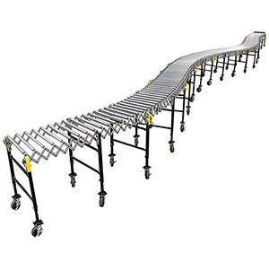 Flexible Gravity Roller Conveyor - 30"W, 7'4" to 23'4"L, 400 lbs/ft Cap.