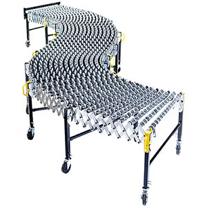 Flexible Gravity Skatewheel Conveyor - 30"W, 7'9" to 30'L, 400 lbs/ft Cap.