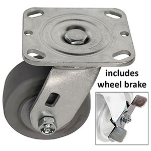 D Series Swivel Caster with Brake - 4" x 2" Performance TPR Wheel - 350 lb. Cap.
