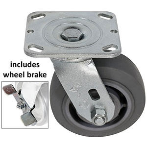 D Series Swivel Caster with Brake - 5" x 2" Performance TPR Wheel - 375 lb. Cap.