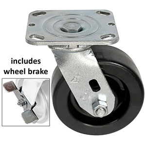 D Series Swivel Caster with Brake - 5" x 2" Phenolic Wheel - 1,000 lb. Cap.