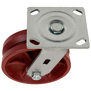 D Series Swivel Caster - 6" x 2" V-Groove Iron Wheel - 1,000 lb. Cap.