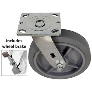 D Series Swivel Caster with Brake - 8" x 2" Performance TPR Wheel - 600 lb. Cap.