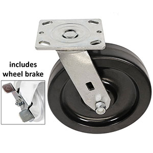 D Series Swivel Caster with Brake - 8" x 2" Phenolic Wheel - 1,200 lb. Cap.
