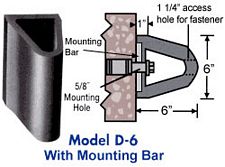 Extruded Dock Bumper With Mounting Bar - 6"D x 6"H x 7'L