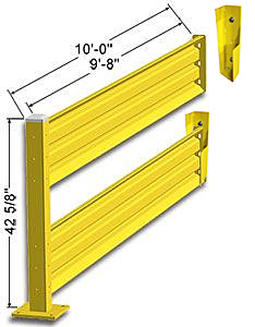 Lift-Out Steel Guard Rail - Double High Adder at 120 inch Post centers