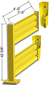 Lift-Out Steel Guard Rail - Double High Adder at 48 inch Post centers