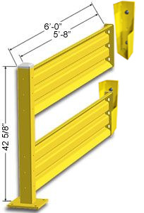 Lift-Out Steel Guard Rail - Double High Adder at 72 inch Post centers