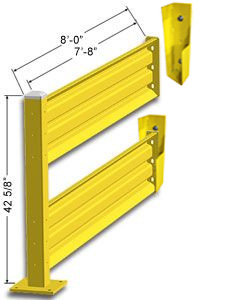 Lift-Out Steel Guard Rail - Double High Adder at 96 inch Post centers