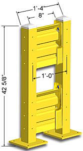 Lift-Out Steel Guard Rail - Double High Starter at 12 inch Post centers