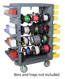 8-Rod Mobile Wire Spool Rack w/ Louvered Side Panels - 32-1/4"W x 18-1/8"D x 46-1/16"H