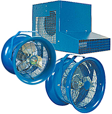 Dock cooler fan and two styles of directional fan