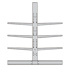 Medium Duty Cantilever Rack Adder - Double Sided, 6'H, 54" Base, 12" Straight Arms, 3 Levels Per Side, 47"W Braces