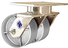 65 Series Swivel Dual Caster - 6" x 1-1/2" Cast Iron Wheels - 1,200 lb. Cap.