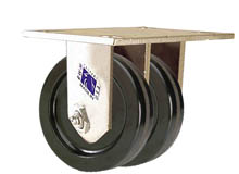 65 Series Rigid Dual Caster - 4" x 1-1/2" Phenolic Wheels - 1,200 lb. Cap.